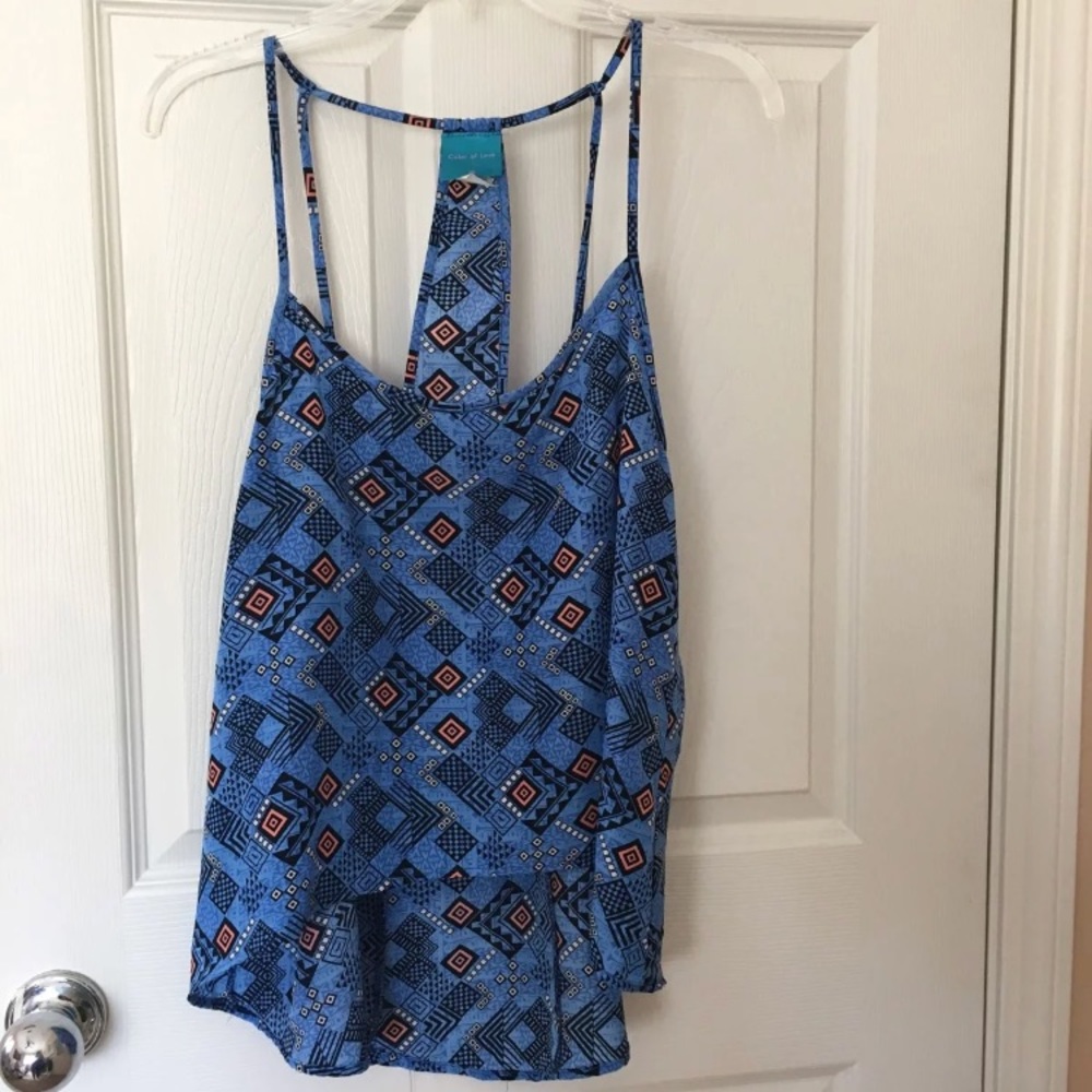 Super cute orange and blue printed top